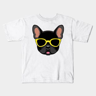 Frenchie Dog in Yellow Shades Black French Bulldog Kids T-Shirt